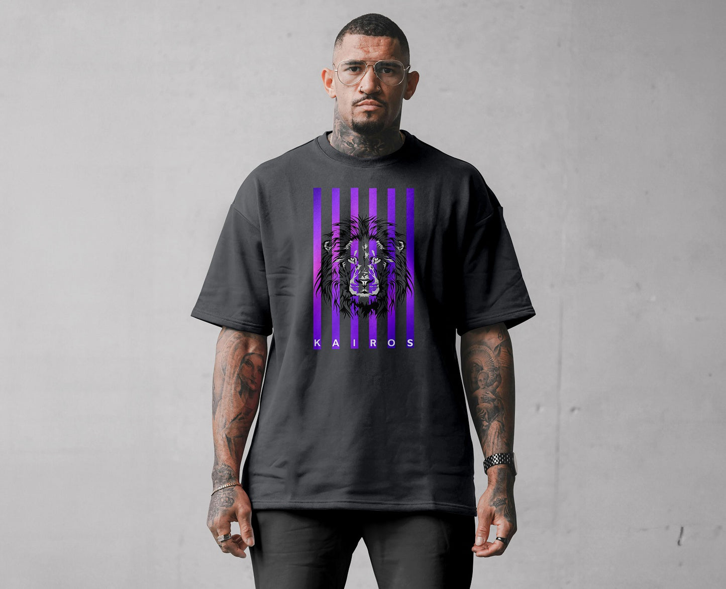 Kairos lion head purple stripes (oversized fit)