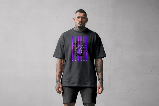Kairos purple-striped lion signature (Oversize fit)