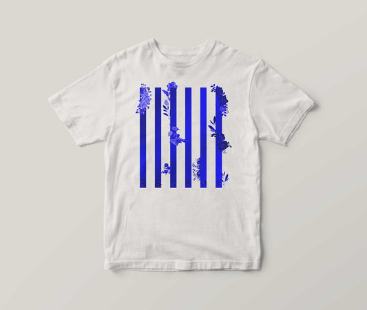 Kairos blue flowered stripes